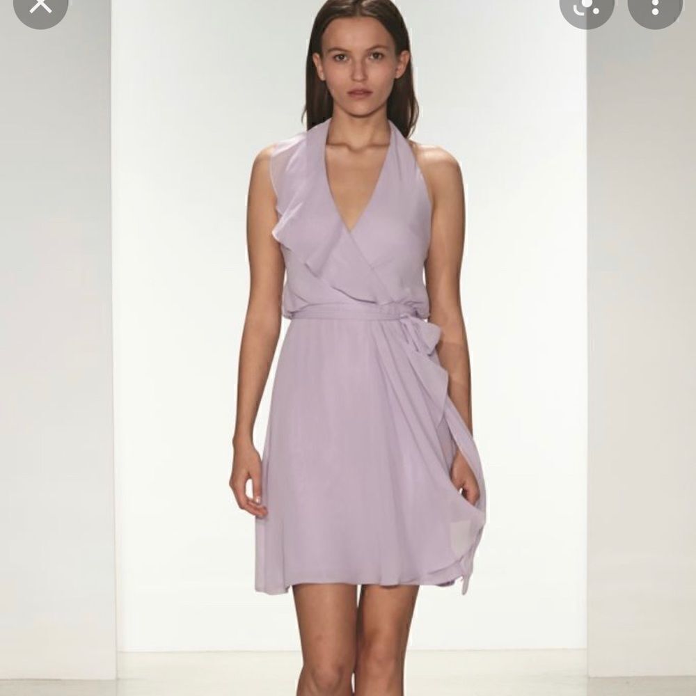 Nouvelle Lilac Style N317 Ruffle Accent Short Dress Sz S